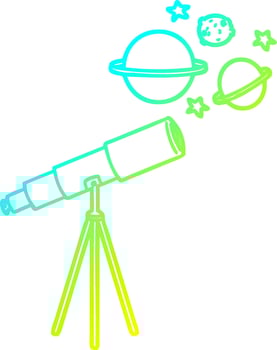 cold gradient line drawing cartoon telescope vector