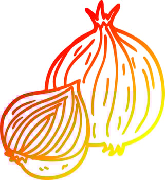 warm gradient line drawing cartoon onion vector