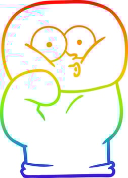 rainbow gradient line drawing cartoon boxing glove vector