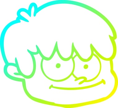 cold gradient line drawing cartoon male face vector