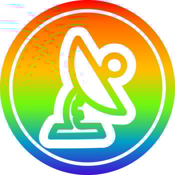 satellite dish circular in rainbow spectrum vector