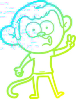 cold gradient line drawing cartoon hooting monkey vector