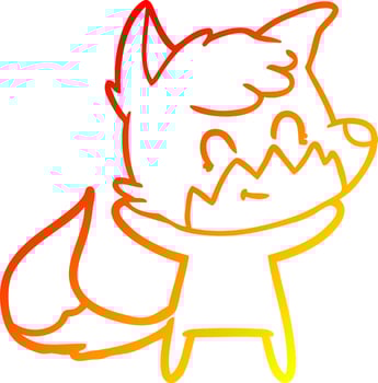 warm gradient line drawing cartoon happy fox vector