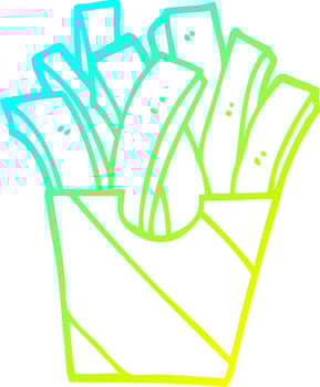 cold gradient line drawing cartoon takeout fries vector
