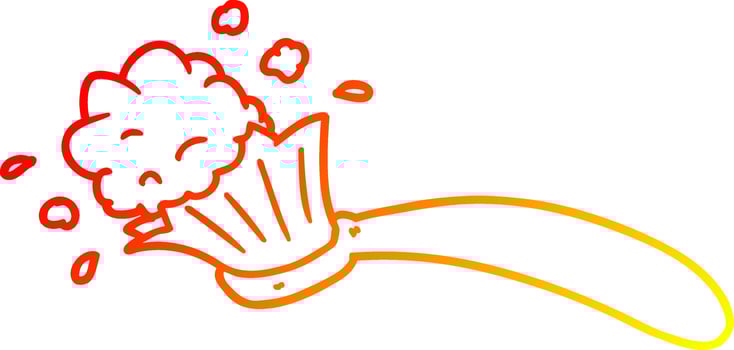 warm gradient line drawing cartoon toothbrush and toothpaste vector
