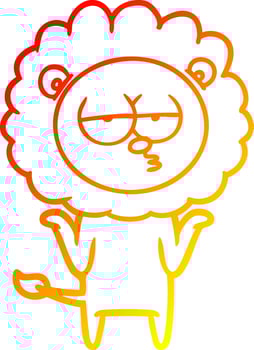warm gradient line drawing cartoon bored lion vector