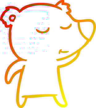 warm gradient line drawing happy cartoon bear vector