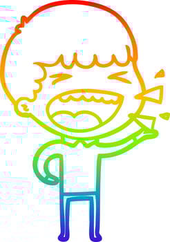 rainbow gradient line drawing cartoon laughing man vector