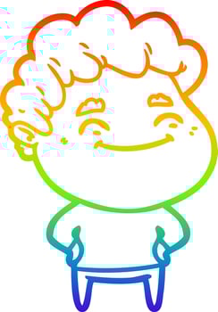 rainbow gradient line drawing cartoon friendly man vector