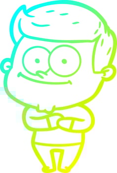 cold gradient line drawing cartoon happy man vector