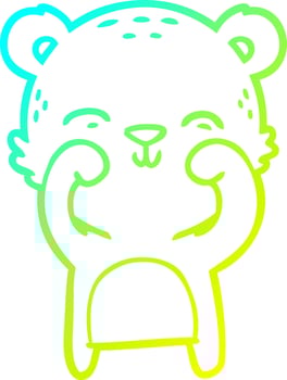 cold gradient line drawing happy cartoon bear vector