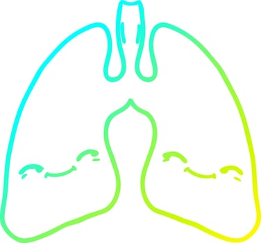 cold gradient line drawing cartoon lungs vector