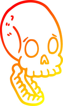 warm gradient line drawing cartoon skull vector