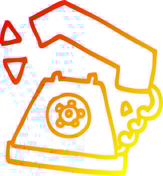 warm gradient line drawing cartoon retro telephone vector