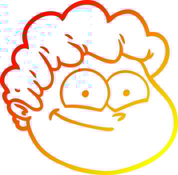 warm gradient line drawing cartoon male face vector