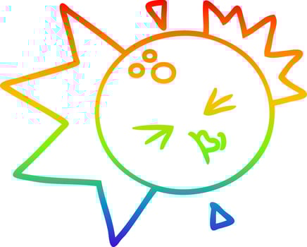 rainbow gradient line drawing cartoon bowling ball striking vector