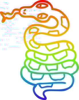 rainbow gradient line drawing cartoon poisonous snake vector