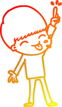warm gradient line drawing happy cartoon boy vector