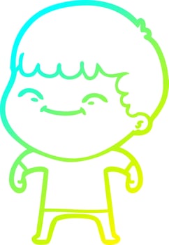 cold gradient line drawing cartoon happy boy vector
