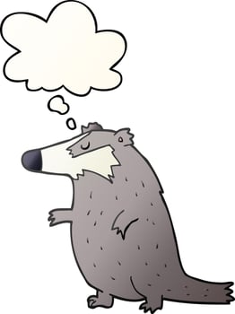 cartoon badger and thought bubble in smooth gradient style vector