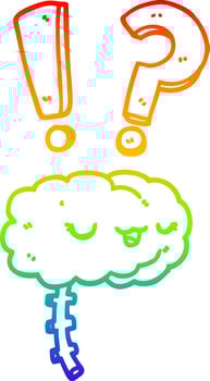 rainbow gradient line drawing cartoon curious brain vector