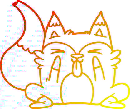 warm gradient line drawing funny cartoon fox vector