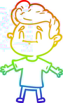 rainbow gradient line drawing happy cartoon man vector