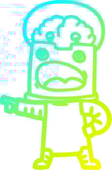 cold gradient line drawing cartoon robot vector