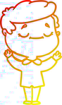warm gradient line drawing cartoon peaceful man vector