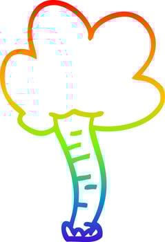rainbow gradient line drawing cartoon tree vector