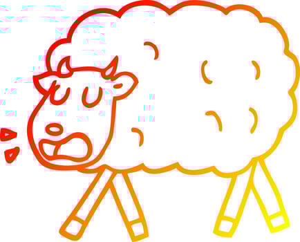 warm gradient line drawing cartoon sheep vector