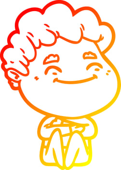 warm gradient line drawing cartoon friendly man vector