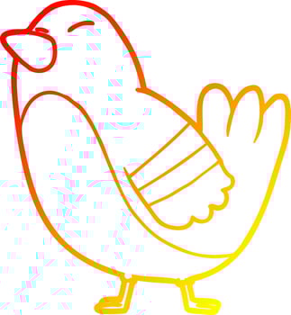warm gradient line drawing cartoon bird vector