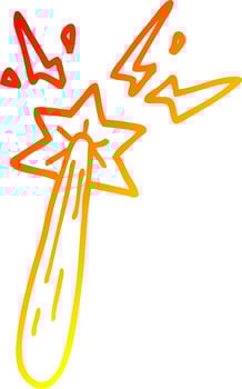 warm gradient line drawing cartoon magic wand vector