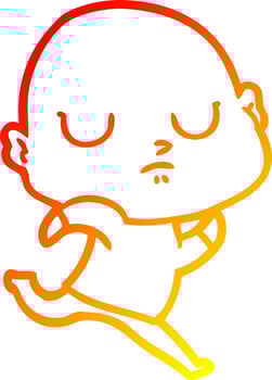 warm gradient line drawing cartoon bald man vector