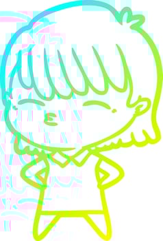 cold gradient line drawing cartoon woman vector