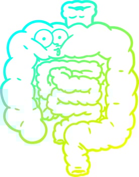 cold gradient line drawing cartoon surprised intestines vector