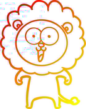 warm gradient line drawing happy cartoon lion vector
