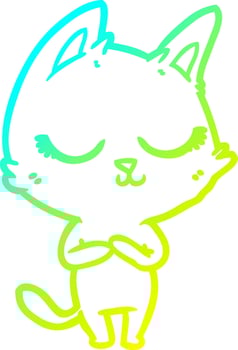 cold gradient line drawing calm cartoon cat vector