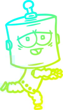 cold gradient line drawing cartoon robot vector