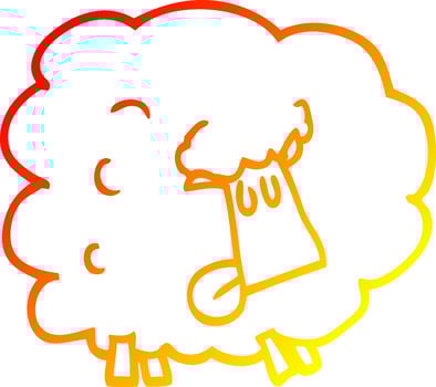 warm gradient line drawing cartoon funny sheep vector