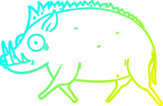 cold gradient line drawing cartoon wild boar vector
