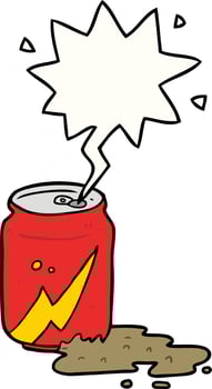 cartoon can of soda and speech bubble vector