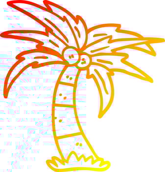 warm gradient line drawing cartoon palm tree vector