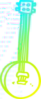 cold gradient line drawing cartoon old banjo vector
