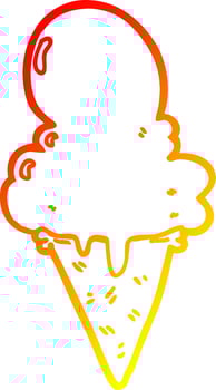 warm gradient line drawing cartoon ice cream vector