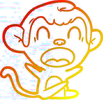 warm gradient line drawing shouting cartoon monkey vector