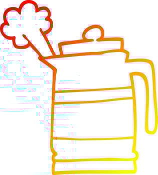 warm gradient line drawing cartoon kettle vector