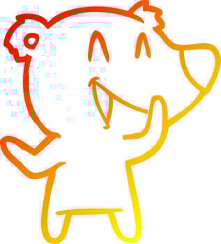 warm gradient line drawing laughing bear cartoon vector