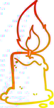 warm gradient line drawing cartoon candle vector
